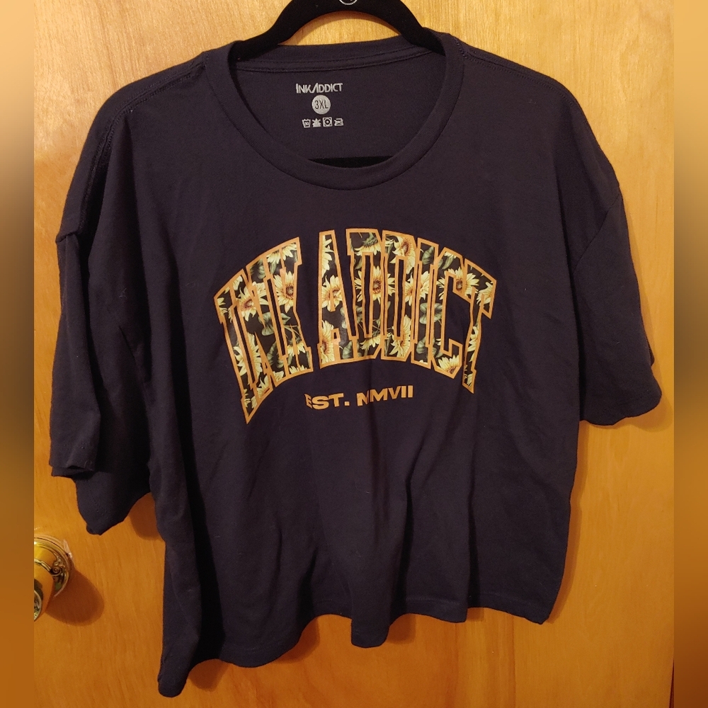 Ink Addict Sunflower Cropped Tee Women's Plus 3XL